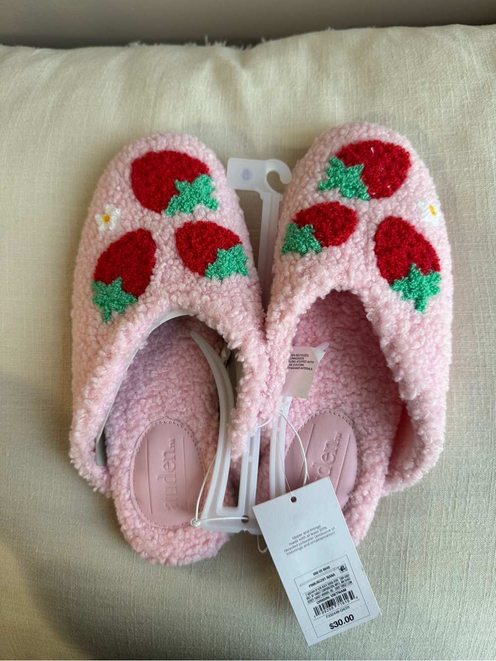 Auden Pink Strawberry Cozy Slippers - Picture 2 of 7